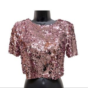 Forever 21 soft pink sequence crop top